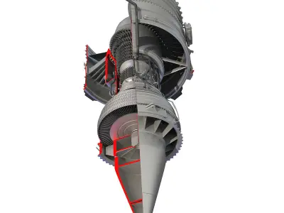 Jet Turbofan Engine Cutaway 3D model