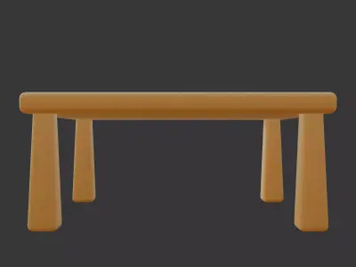 Cute Stylized Square Table Minimalist 3D Furniture Model Low-poly 3D model