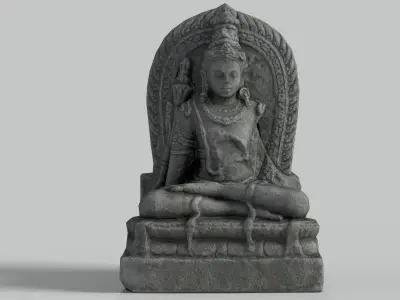 Low Poly PBR Shiva Statue Low-poly 3D model