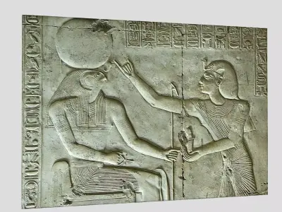 Ancient egypt-Abydos Temple-Carvings Low-poly 3D model