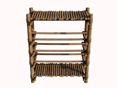 Crude Wooden Shelf Low-poly 3D model