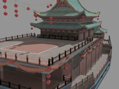 Ancient Chinese merchant ships Low-poly 3D model