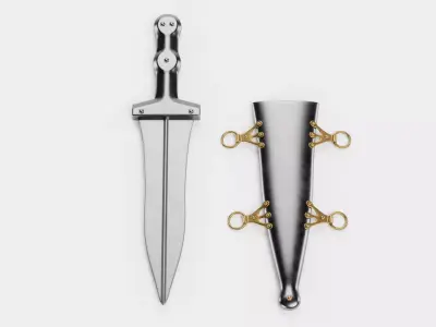 Dagger with Sheath - Roman Armor Equipment 3D model