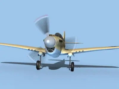 Curtiss P-40F Warhawk V10 USAAF 3D model