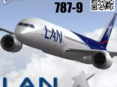 Boeing 787-9 LAN airlines livery Low-poly 3D model