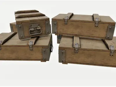 Ammunition Wood Crates 02 - PBR Low-poly 3D model