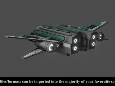 Sci-Fi  Fighter Ship -  Low Poly - Game ready - PBR Low-poly 3D model