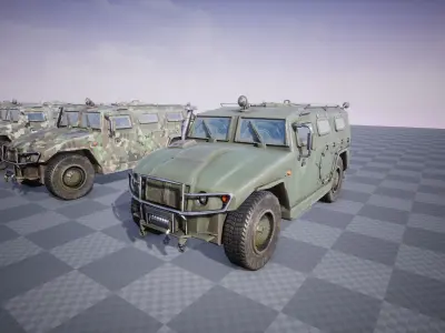 Functional - GAZ Tiger  Combat Vehicle  6 Versions Low-poly 3D model