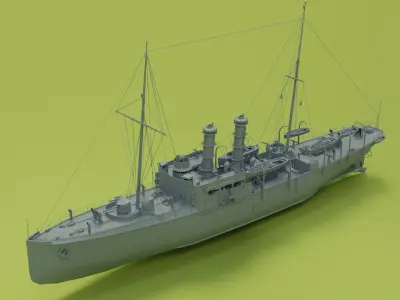 Gunboat SMS Panther Low-poly 3D model