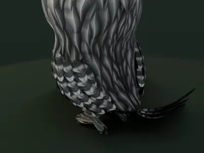 Cartoon Grey Owl Rigged 3D Model Low-poly 3D model