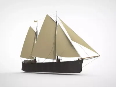 cargo sailing ship 3D model