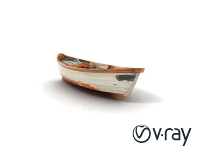 Weathered Rowboat with Cracked Hull and Oars model pack Low-poly 3D model