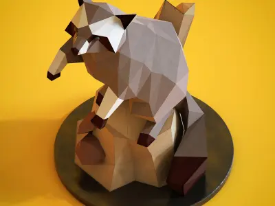 Low poly Racoon figurine 3D model