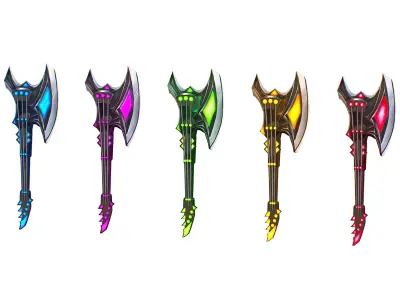 One-handed axe in the form of a guitar set1 Low-poly 3D model