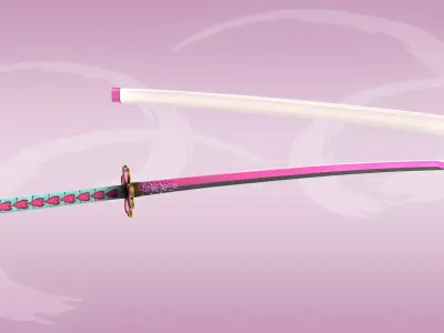 Demon Slayer Mitsuri Kanroji Nichirin Sword Low-poly 3D model