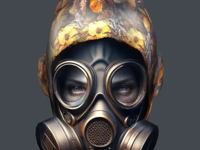 Gas mask helmet 3d model military combat Low-poly 3D model Low-poly 3D model