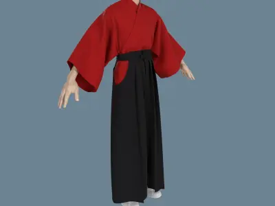 Samurai hakama Low-poly 3D model