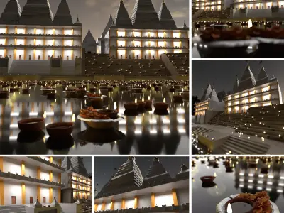 Hindu temple Low-poly 3D model