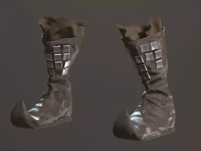 Medieval Leather Boots Low-poly 3D model