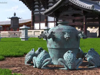 Han Dynasty Ancient Seismograph with Patina 3D model