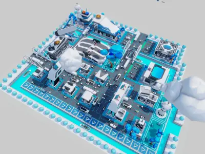 Smart City Low Polly Low-poly 3D model