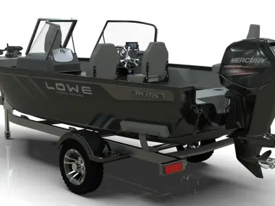 Boat Lowe Fishing Machine 1775 WT plus Trailer  Low-poly 3D model