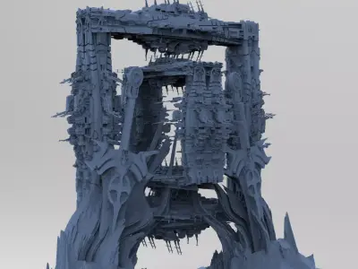 Mars Sci-Fi Monolith Massive structure 8 3D model