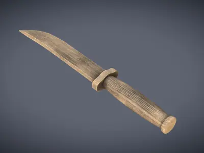 Wooden Knife Low-poly 3D model