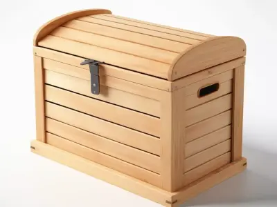 Modern Wooden Storage Chest 3D model