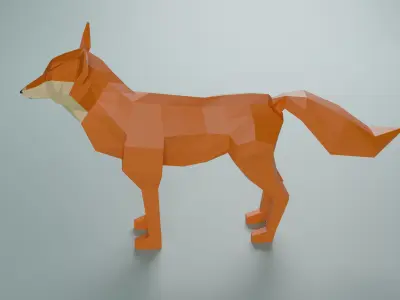 Fox 3d low poly model Low-poly 3D model
