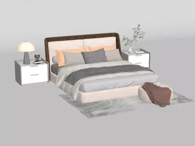 bed double bed furniture 3D model