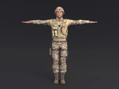 Soldier Rigged Low-poly 3D model