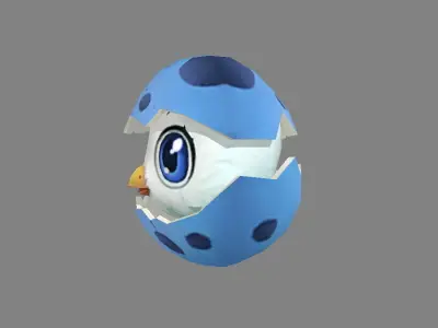 Cartoon new born bird - chicken Low-poly 3D model