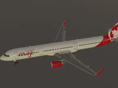 Air Canada Rouge airbus a321-211 low poly 3D Model Low-poly 3D model