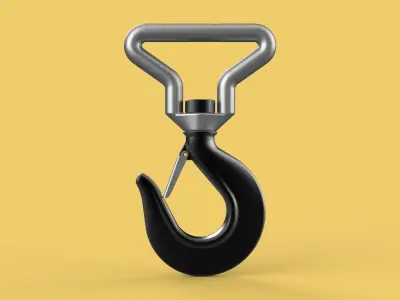 FORGED SINGLE LIFTING CRANE TON HOOK HOIST LATCH ALLOY STEEL 3D model