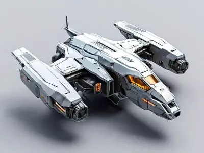 Scifi Fighter Spaceship Model Low-poly 3D model