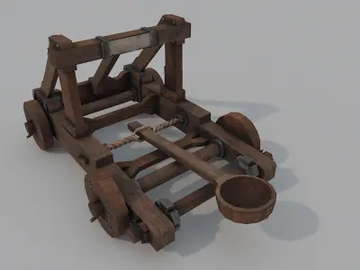 Catapult wooden Low-poly 3D model
