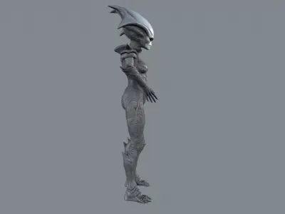 Alien Commander - Sci-Fi Enemy Rigged Game-Ready  Low-poly 3D model