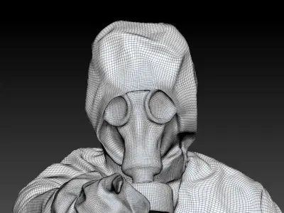 Soviet Liquidator of nuclear accident of Chernobyl sitting 192 Low-poly 3D model