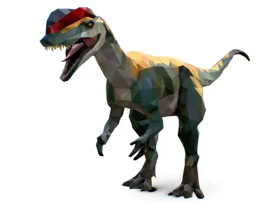 Dinosaur Dilo Lowpoly Art Style animal Low-poly 3D model