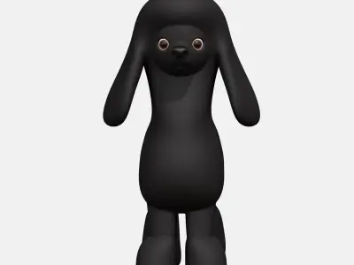 Black poodle dog  Low-poly 3D model