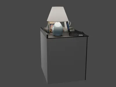 TABLE lamp and books on Free low-poly 3D model