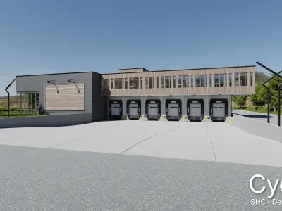 Modern unfurnished warehouse with office for Blender Low-poly 3D model