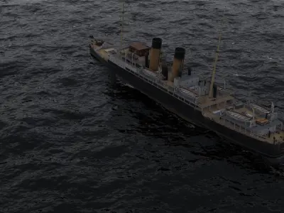 Ship in the Middle of Ocean Animation 3D model