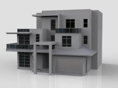 Modern Building House Low-poly 3D model