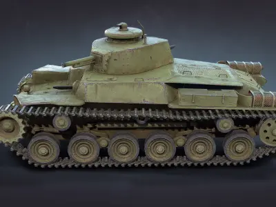 Type-97 Chi-Ha Low-poly 3D model