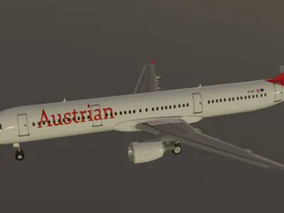 Austrian Airlines airbus a321-211 low poly 3D model Low-poly 3D model