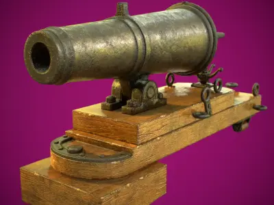  3D model Cannon Carronade 24 pound Low-poly 3D model