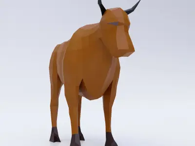 Cow 3d model polygonal bull Low-poly 3D model