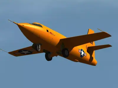 Bell X-1 Rocket Experimental Aircraft and Moat Base Modified 3D model